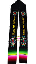 Cargar imagen en el visor de la galería, Embroidered Floral Black Graduation stole Sarape Sash SOLD OUT