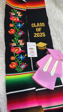 Cargar imagen en el visor de la galería, 2026 Black Floral Tulipán Graduation Stole Sarape Sash IN STOCK
