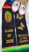 Cargar imagen en el visor de la galería, 2025 * Gracias a mis Padres Graduation Stole Sarape Sash- Monarca and Virgen SOLD OUT