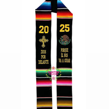 Cargar imagen en el visor de la galería, Dios por delante Black Graduation Stole Sarape Sash