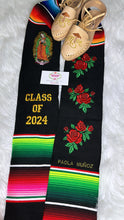 Cargar imagen en el visor de la galería, 2025* Virgen and Roses Black Stole Sarape Sash SOLD OUT