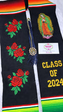 Cargar imagen en el visor de la galería, 2025* Virgen and Roses Black Stole Sarape Sash SOLD OUT