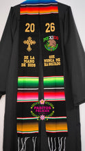 Cargar imagen en el visor de la galería, *2026* Mano de Dios - Black Graduation Stole Sarape Sash IN STOCK
