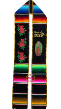 Cargar imagen en el visor de la galería, *2026* Virgen and Roses Black Stole Sarape Sash IN STOCK
