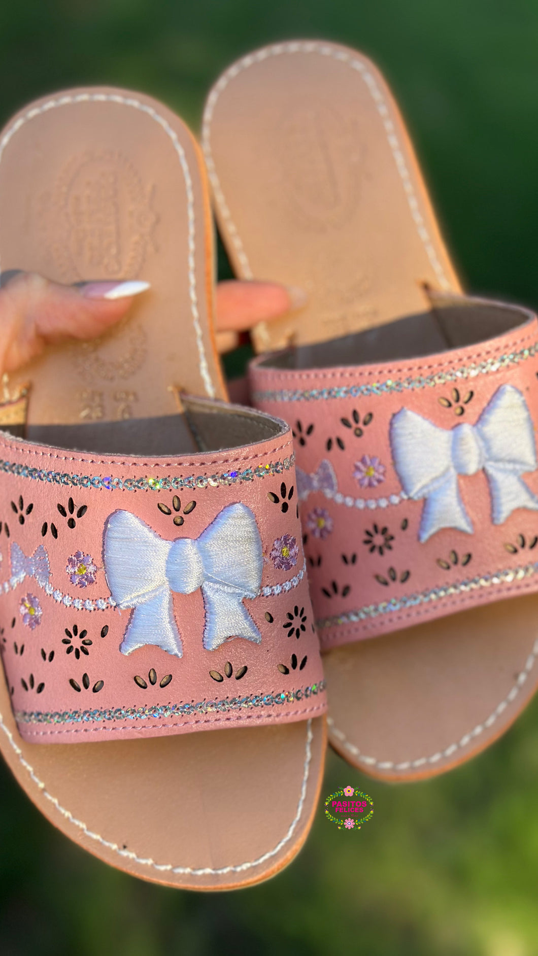 Pink Coquette Mexican White Bow Sandals