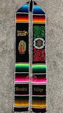 Cargar imagen en el visor de la galería, *2026* Virgen Black Mexico Floral w white finish - Black Graduation Stole Sarape Sash IN STOCK
