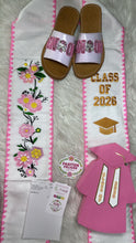 Cargar imagen en el visor de la galería, 2026 Yellow and Pink Roses w/ Pink border -  White Stole Sarape Sash SOLD OUT
