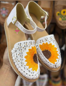 White Sunflower Buckle Huaraches PREORDER