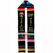 Cargar imagen en el visor de la galería, Sacrificios Mamá Papá Black Graduation stole IN STOCK
