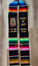Cargar imagen en el visor de la galería, 2027* Aveces lloré Virgen Black Stole Sarape Sash IN STOCK
