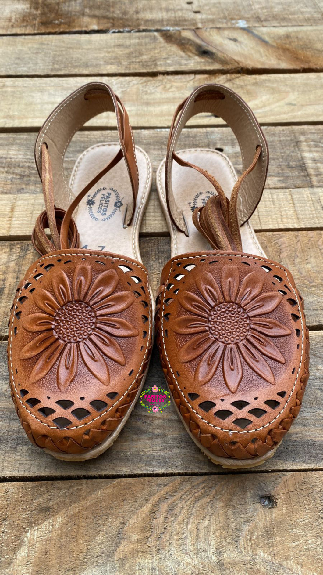 Sunflower Tooled Lace Up - Dark tan