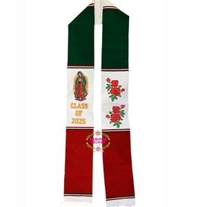 2025* Virgen and Roses Mexico Stole (White) IN STOCK