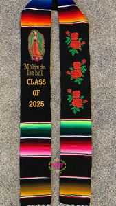 2025* Dove Virgen Black Graduation stole Sarape Sash IN STOCK