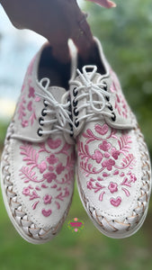 Pink Embroidered Sneakers