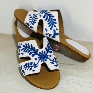Viera - Navy Embroidered sandal