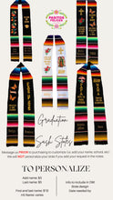 Cargar imagen en el visor de la galería, Embroidered Floral Black Graduation stole Sarape Sash IN STOCK
