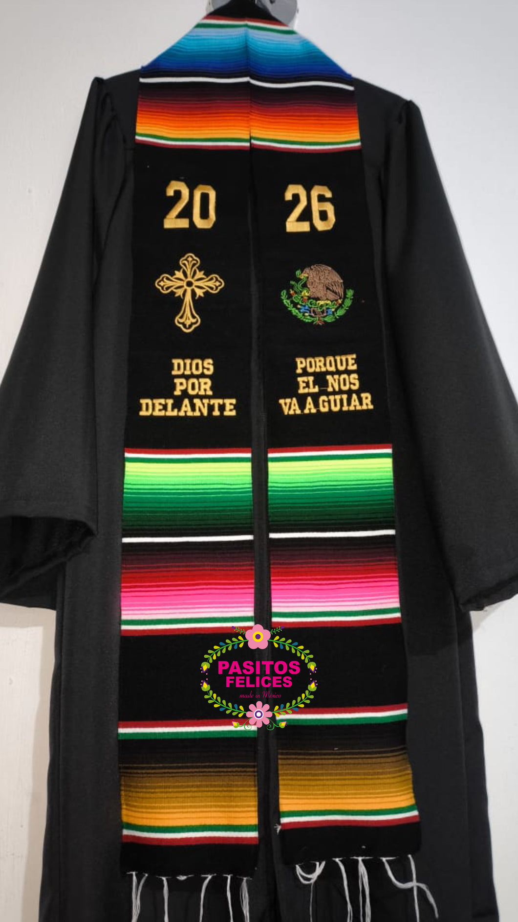2026 Esfuerzo mi familia - Eagle Black Graduation Stole Sarape Sash IN STOCK
