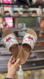 Fresita - Strawberry Coquette Mexican White Sandals