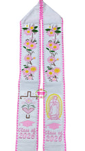 Cargar imagen en el visor de la galería, 2026 Pink Yellow - Virgen Cross Bow Embroidered Graduation Sarape Sash stole SOLD OUT
