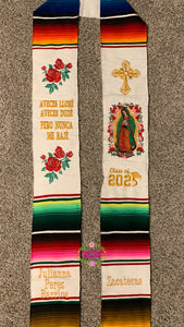Aveces lloré - Cross White Graduation stole Sarape Sash SOLD OUT