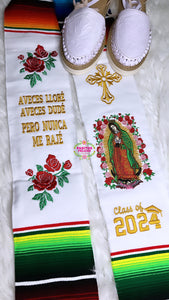 Aveces lloré - Cross White Graduation stole