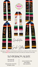 Cargar imagen en el visor de la galería, 2026* Dove Virgen Black w/ Gold finish - Graduation stole Sarape Sash IN STOCK
