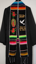 Cargar imagen en el visor de la galería, 2026* Dove Virgen Black w/ white finish - Graduation stole Sarape Sash IN STOCK
