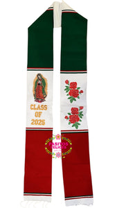 2025* Virgen and Roses Mexico Stole (White) IN STOCK