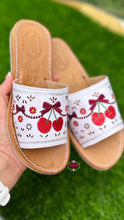 Cargar imagen en el visor de la galería, Cherry Red Coquette Mexican White Sandals
