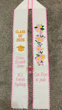 Cargar imagen en el visor de la galería, 2026 Yellow and Pink Roses w/ Pink border -  White Stole Sarape Sash SOLD OUT
