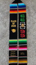 Cargar imagen en el visor de la galería, *2026* Emblema mexicano - Black Mexican Graduation Stole Sarape Sash IN STOCK
