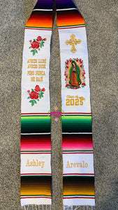 Aveces lloré - Cross White Graduation stole Sarape Sash SOLD OUT