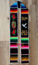 Cargar imagen en el visor de la galería, *2027* Dove Virgen Black w/ white finish - Graduation stole Sarape Sash IN STOCK
