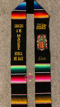 Cargar imagen en el visor de la galería, 2025* Aveces lloré Virgen Black Stole Sarape Sash IN STOCK
