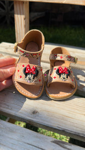 Minnie Buckle Tan Open Toed PREORDER