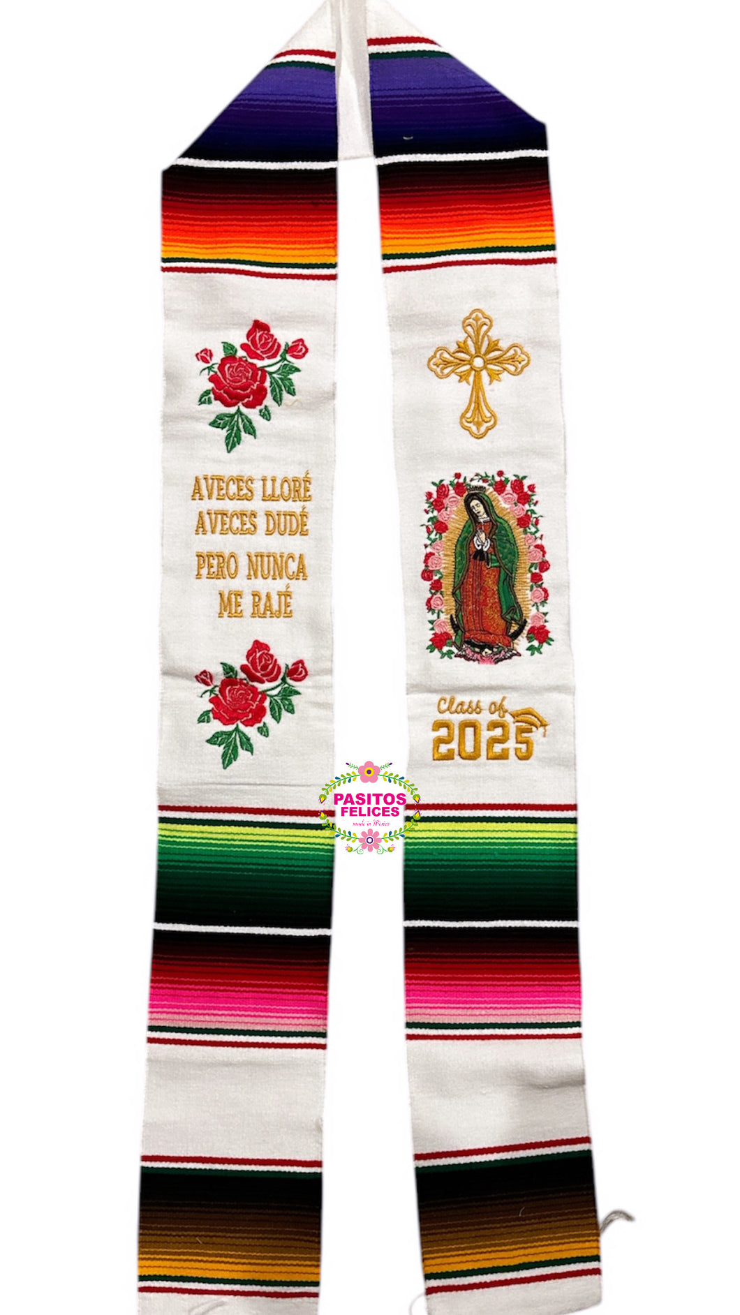 Aveces lloré - Cross White Graduation stole IN STOCK