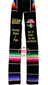 Fruto Sacrificios - Sacrifices Black Graduation stole IN STOCK