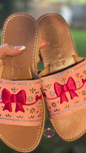 Pink Coquette Pink Bow Mexican Sandals