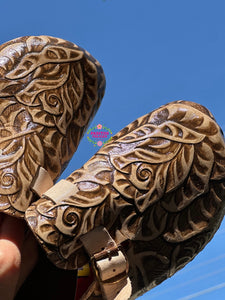 Rose Corcho Slides - Hand tooled leather rose slides