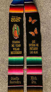 2025* Alas - Wings Black Graduation stole Sarape Sash IN STOCK