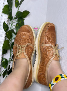 Light Tan Tooled Leather Loafers