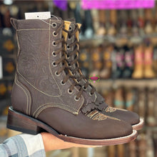 Cargar imagen en el visor de la galería, Botas Lacer - Chocolate Leather Tooled Boots
