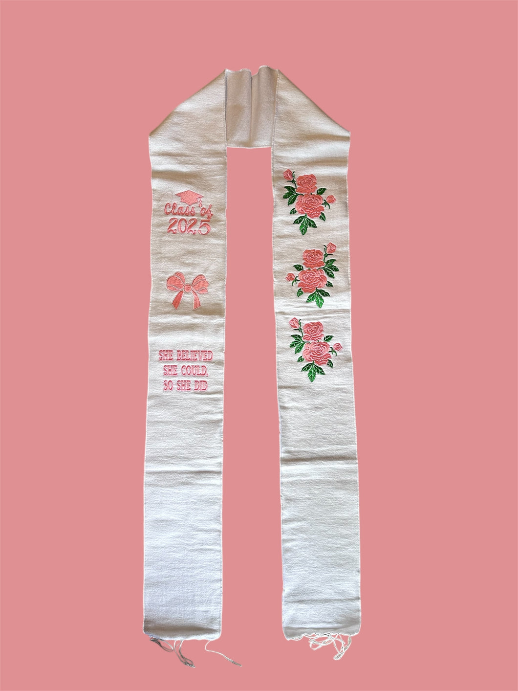 Coquette Embroidered Graduation Sarape Sash stole