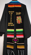 Cargar imagen en el visor de la galería, 2026 Gracias a mi Madre Floral Virgen Black Graduation Stole Sarape Sash IN STOCK

