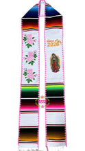 Cargar imagen en el visor de la galería, 2026 Virgen and Pink Roses w/ Pink border -  White Stole Sarape Sash SOLD OUT
