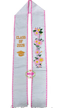 Cargar imagen en el visor de la galería, 2026 Yellow and Pink Roses w/ Pink border -  White Stole Sarape Sash SOLD OUT
