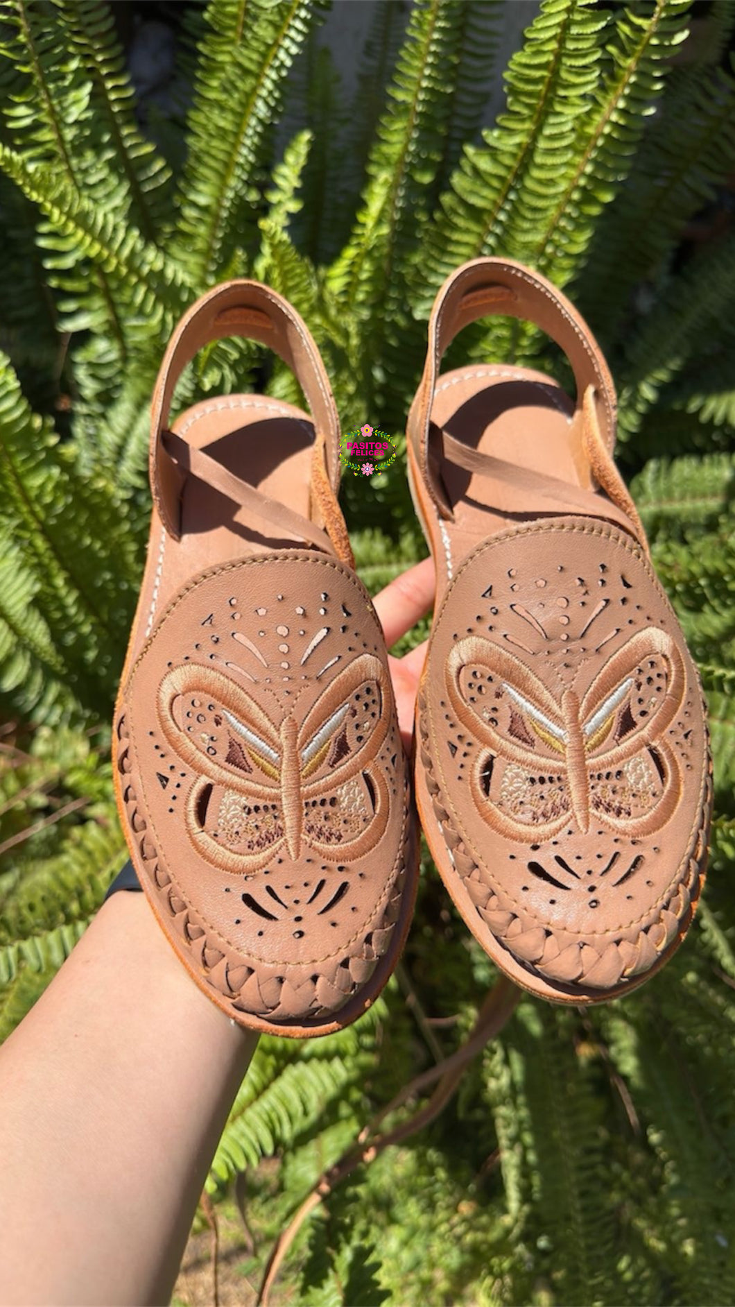 Mariposa Dorada- Golden Butterfly Embroidered Lace Up Huaraches PREORDER