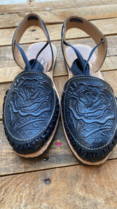 Mexico - Black Tooled lace up