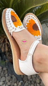 White Sunflower Buckle Huaraches PREORDER