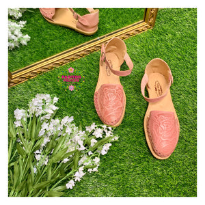 Mexico - Pink Tooled Leather Flats